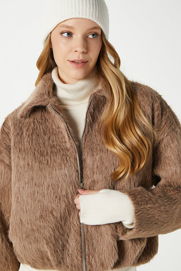 Women's Oscar Faux Fur Tan Bomber Jacket