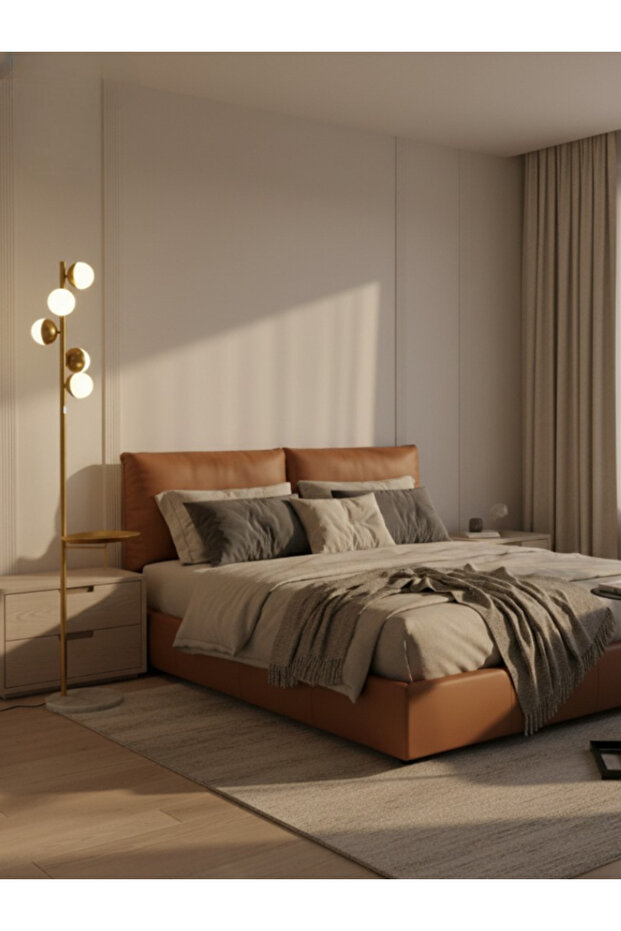 Modern floor lamp with built-in side table - 1