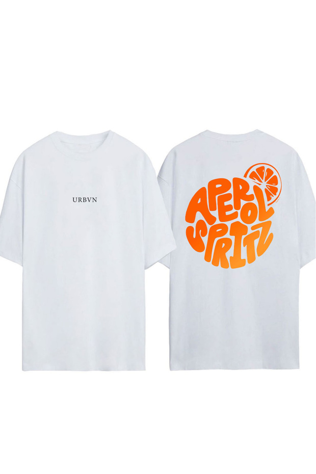 Spritz Design Printed White Oversized T-Shirt