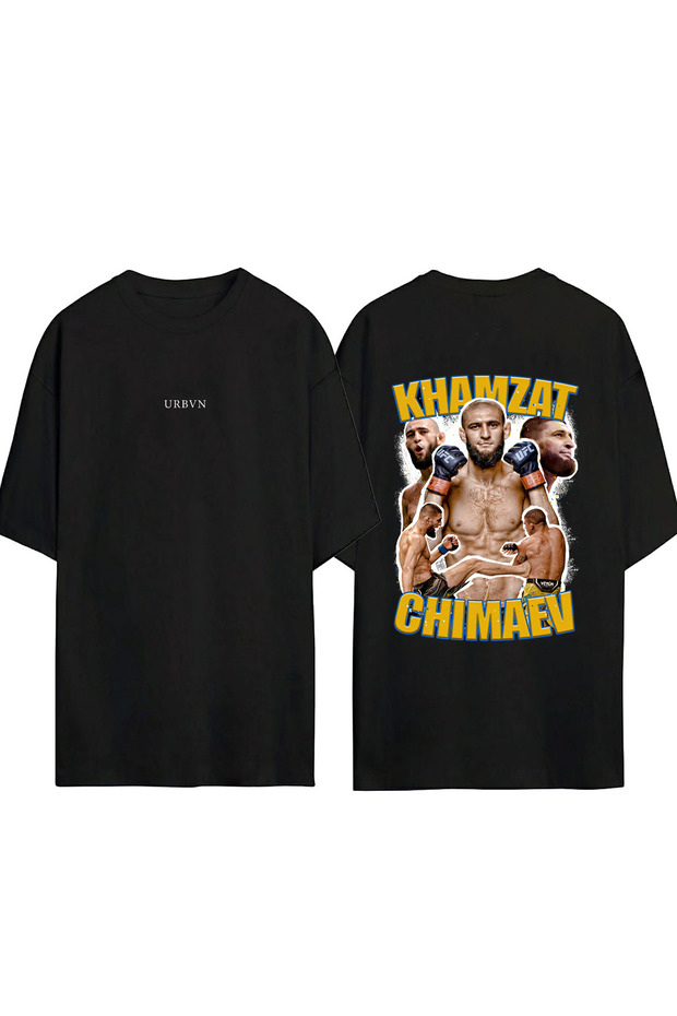 Khamzat Design Printed Black Oversized t Shirt