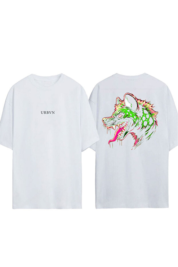 Hippopotamus Design Printed White Oversized T-Shirt
