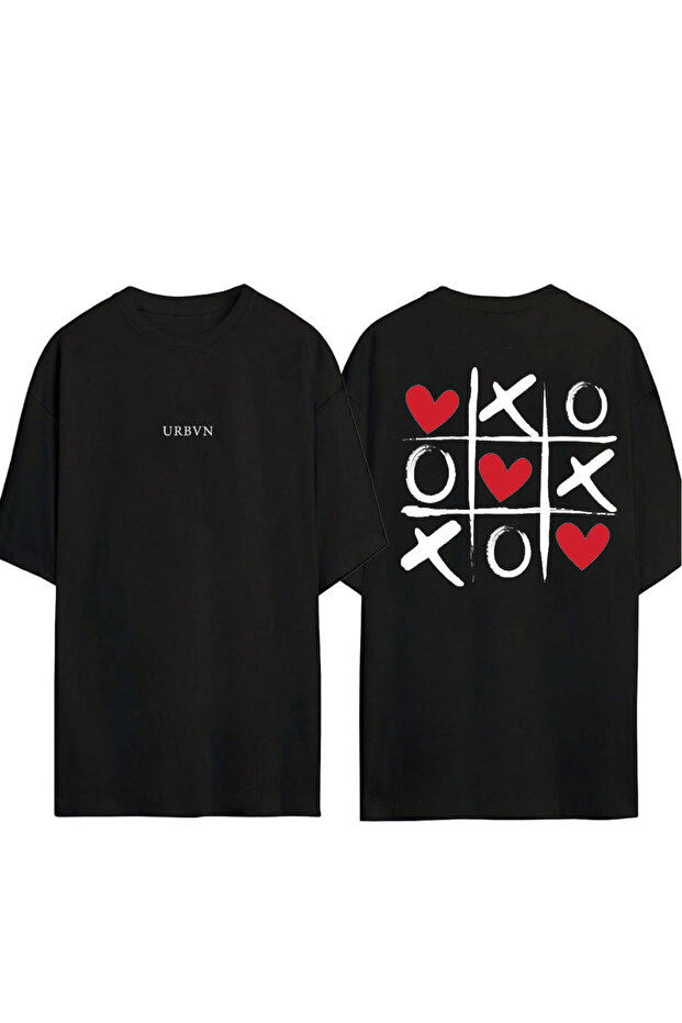 Xoxo Love Design Printed Black Oversized t Shirt