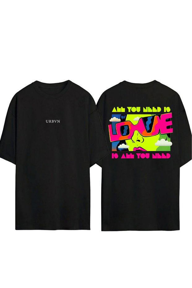 You Need Design Printed Black Oversized t Shirt