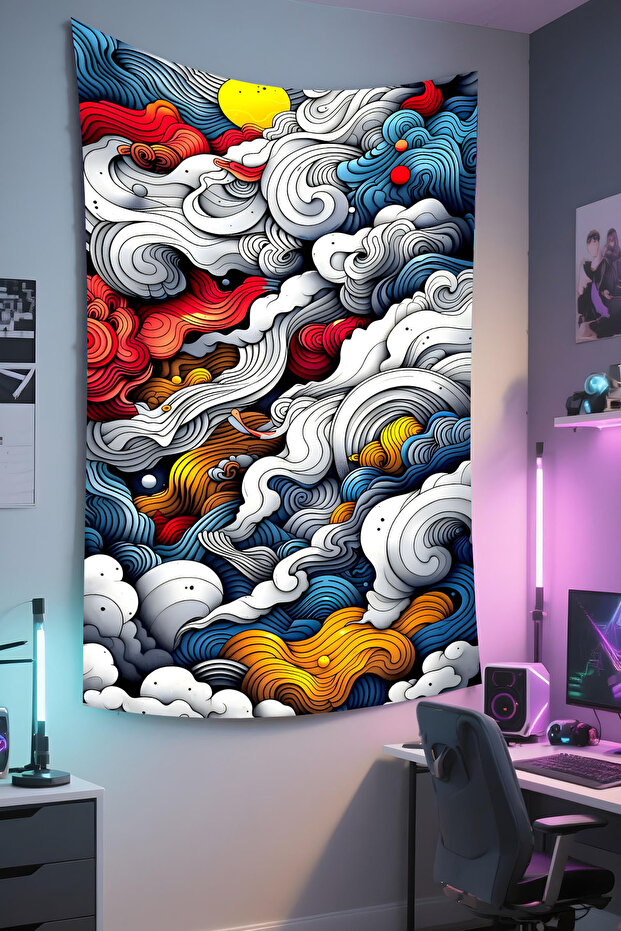 Vertical Gamer Wall Covering – Gaming Themed, High-Quality Fabric, Tapestry Wall Carpet