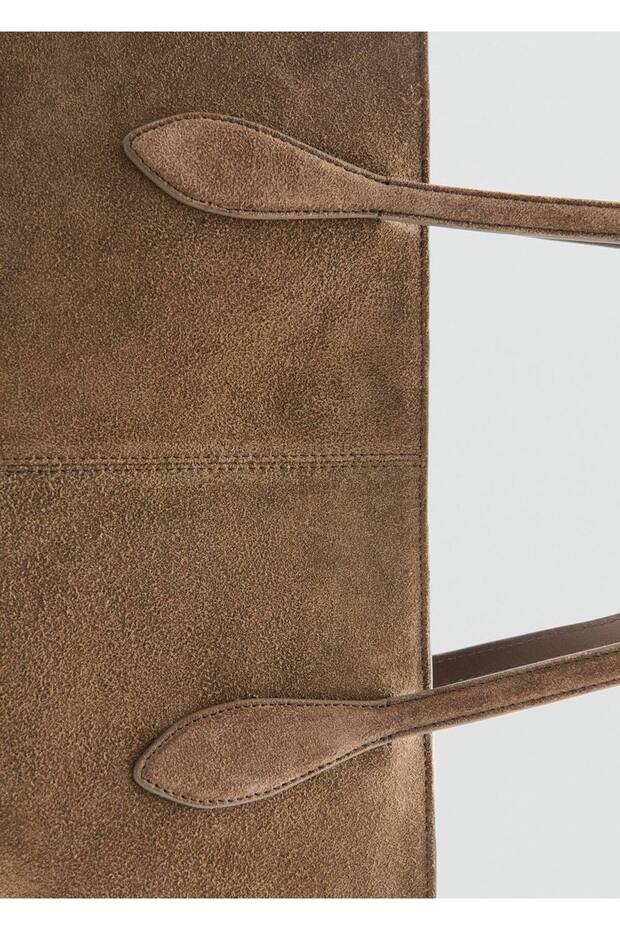 Süet shopper çanta - 4