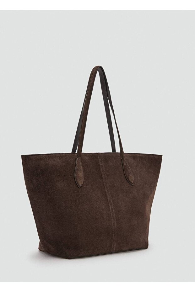 Süet shopper çanta - 1