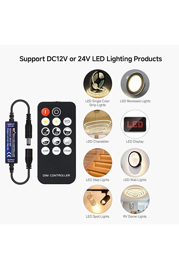 Monochrome LED Strip Controller, BTF LIGHTING, RF Dimmer Controller, Brightness Adjustment and Modes - 2