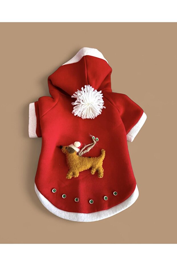 Buddy Kapşonlu Yılbaşı Kedi Sweatshirt Noel - 4