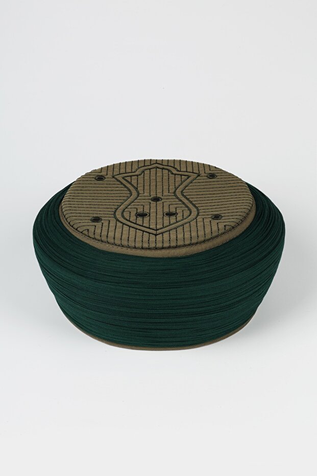 Prayer Scarf - Green Fabric - Green Cap - Round Wrap - Nâli Sherif - 7 Meters