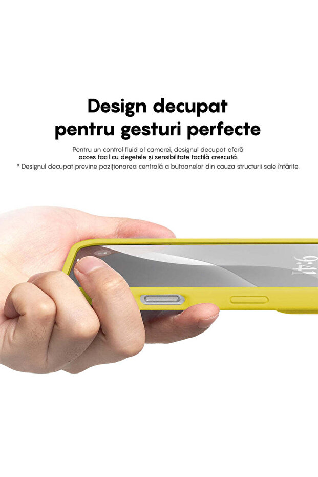 Soft Silicone Case iPhone 16 Pro, Microfiber Inside, Protective, Slim, Yellow - 4