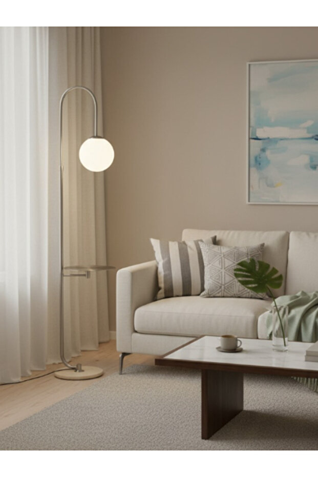 Modern floor lamp with built-in side table - 1