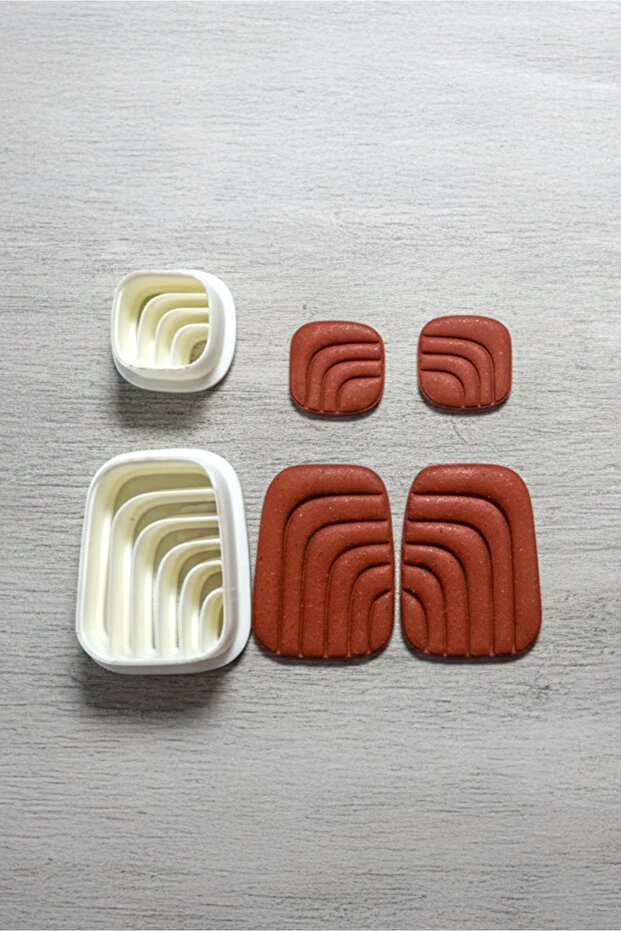 مجموعة قوالب طين البوليمر ذات النمط التجريدي مكونة من قطعتين مختلفتين - 2