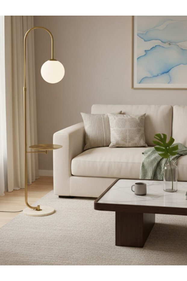 Modern floor lamp with built-in side table - 1