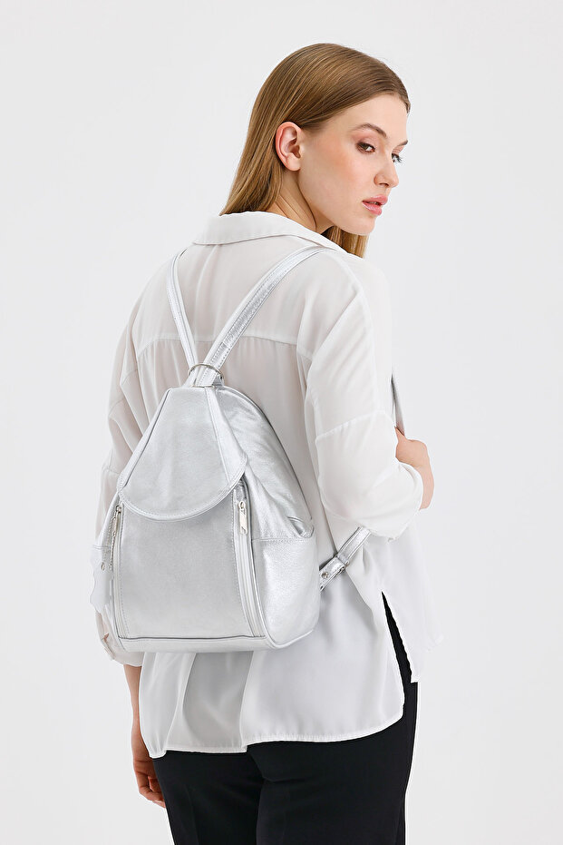 Genuine Leather, Women's Backpack, Lame Color 25*36*16 cm