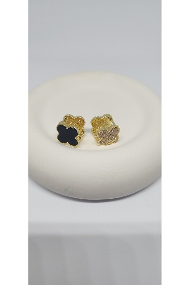 Çift Taraflı Yonca Küpe - 8