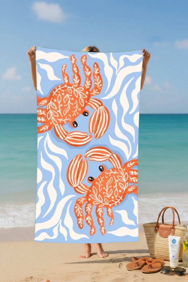 منشفة شاطئ قطنية بنمط قردانين – تصميم منقوش – 75×150 سم - 3