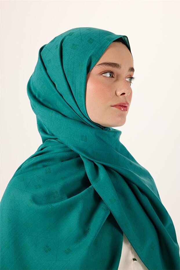 شال ليفا من القطن والبوليستر، أخضر اللون، ذو ملمس عادي، قابل للتنفس، 90×200