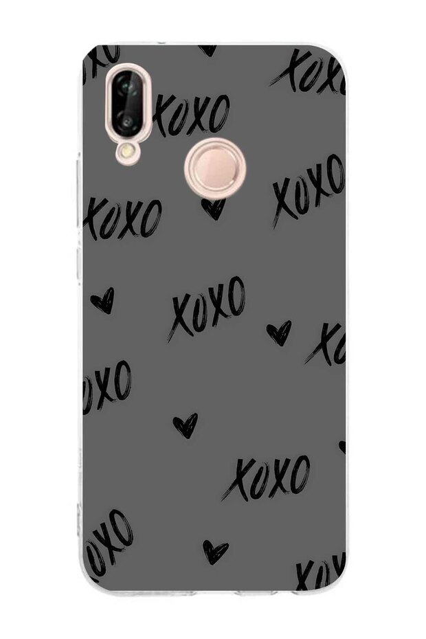 حافظة هاتف شفافة بنمط XOXO متوافقة مع هاتف هواوي P20 لايت - 1