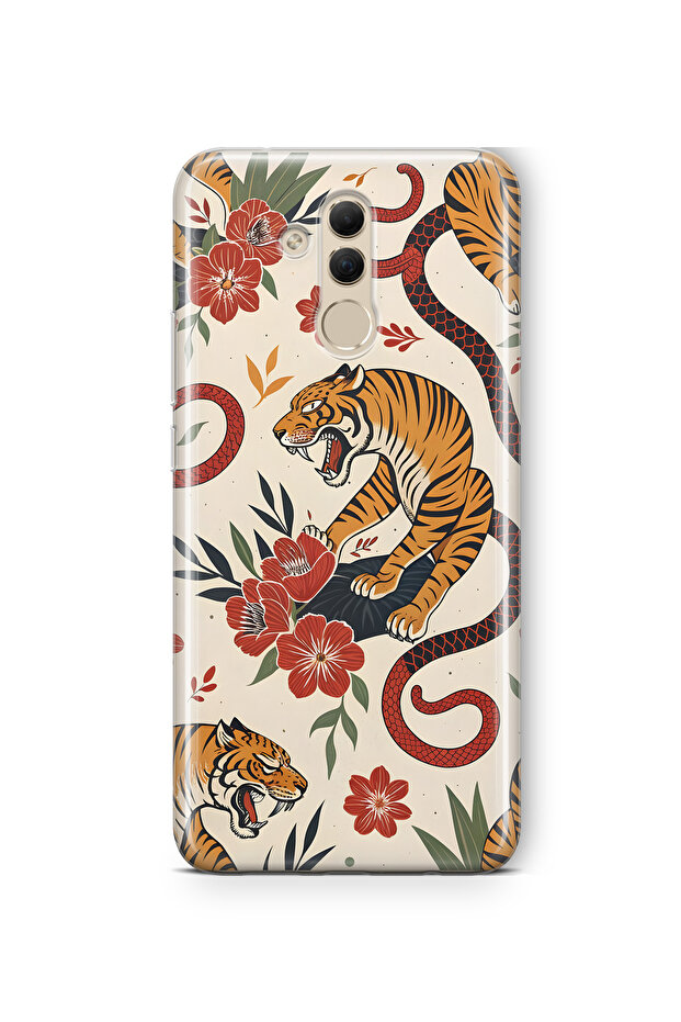 حافظة هاتف شفافة بنمط النمر والثعبان متوافقة مع هاتف هواوي ميت 20 لايت - 1