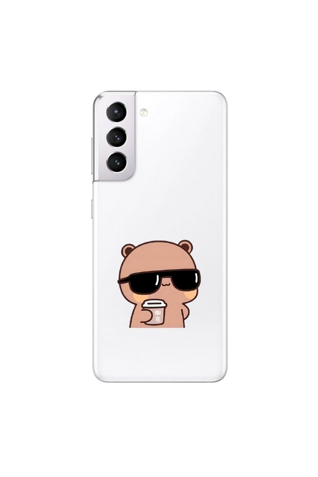 Samsung Galaxy S21 Compatible Transparent Case Couple Teddy Bear 1 Design