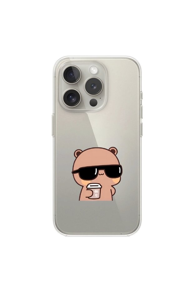 iPhone 12 Pro Max Compatible Transparent Case Couple Teddy Bear 1 Design