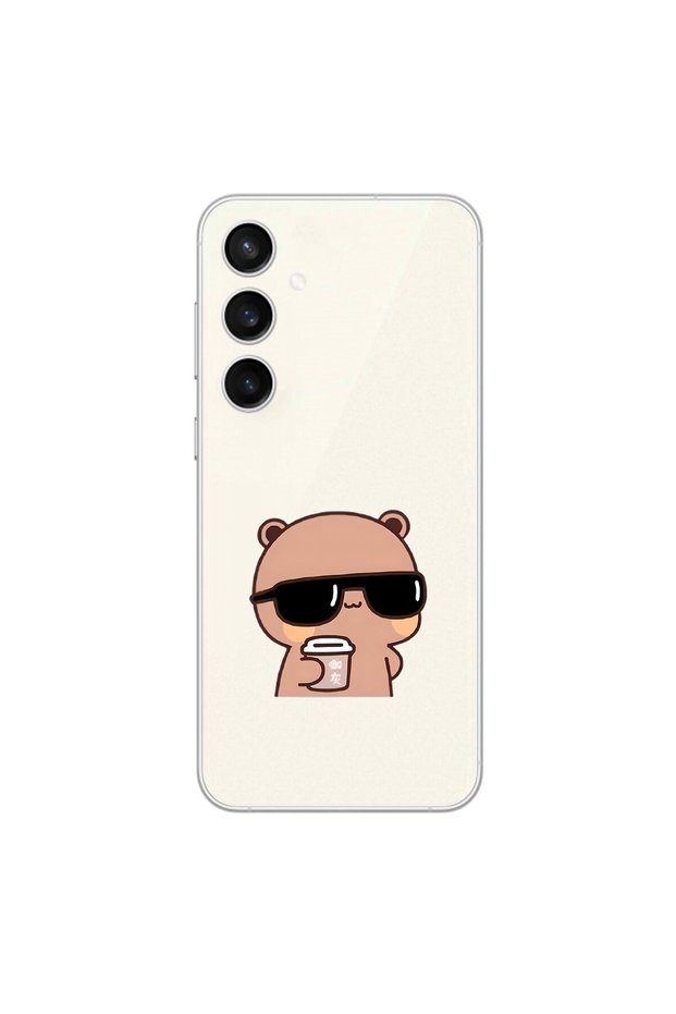 Samsung Galaxy S23+ Compatible Transparent Case Couple Teddy Bear 1 Design