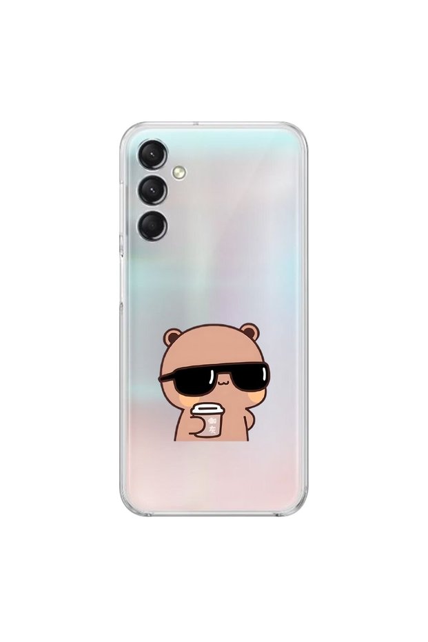 Samsung Galaxy A24 Compatible Transparent Case Couple Teddy Bear 1 Design