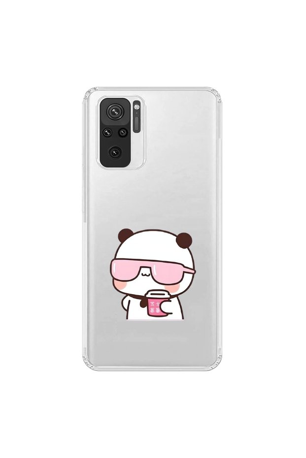 Xiaomi Redmi Note 10S Compatible Transparent Case Couple Teddy Bear 2 Designs