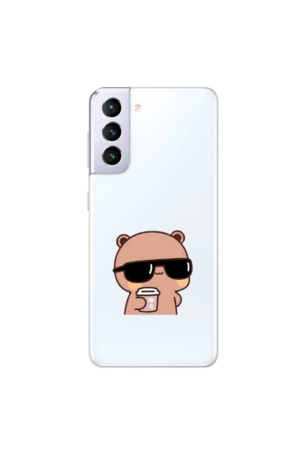 Samsung Galaxy S21+ Compatible Transparent Case Couple Teddy Bear 1 Design