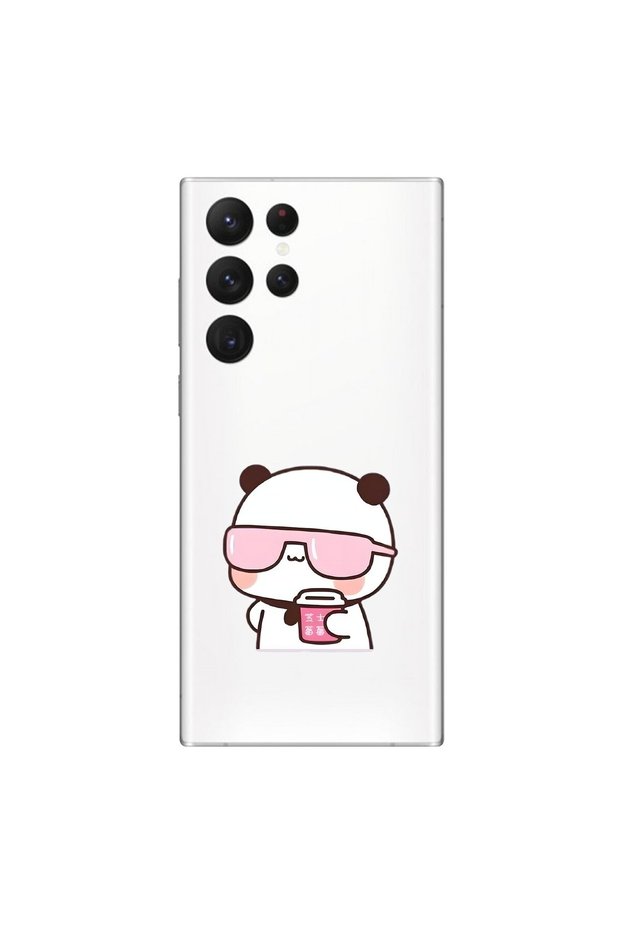 Samsung Galaxy S22 Ultra Compatible Transparent Case Couple Teddy Bear 2 Designs
