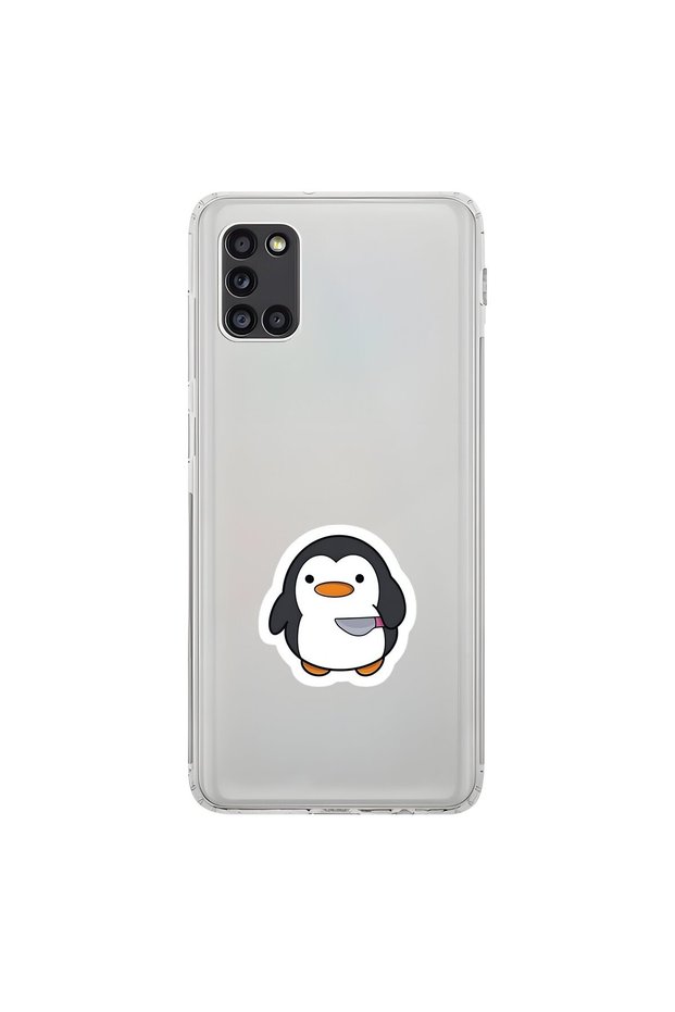 Samsung Galaxy A31 Compatible Transparent Case Couple Penguin 2 Designs