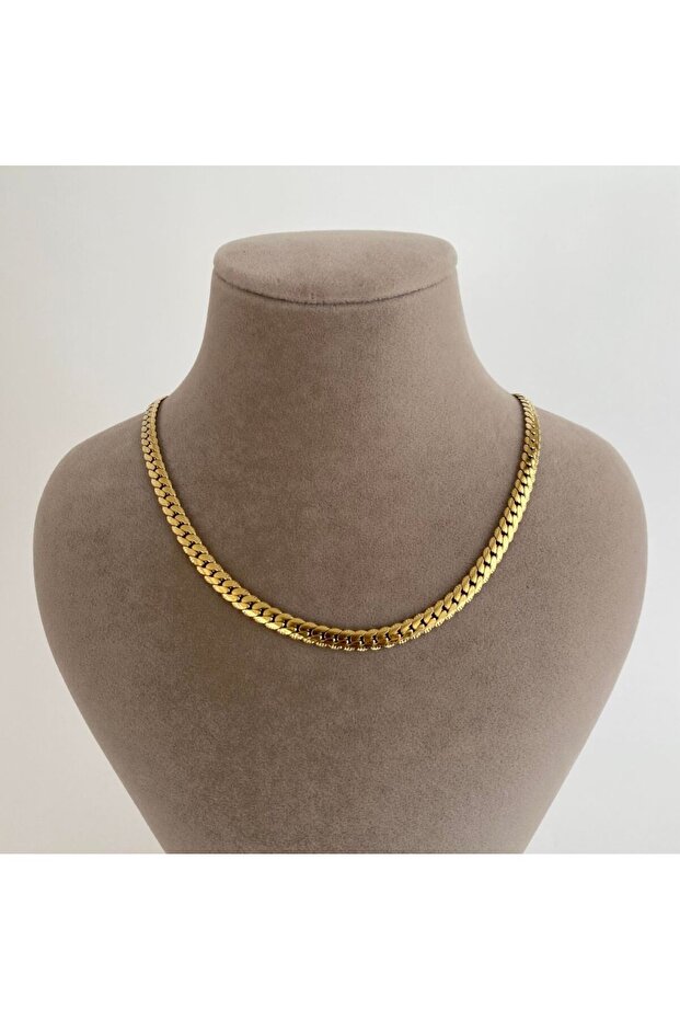 Unisex Crushed Flat Snake Model Steel Necklace