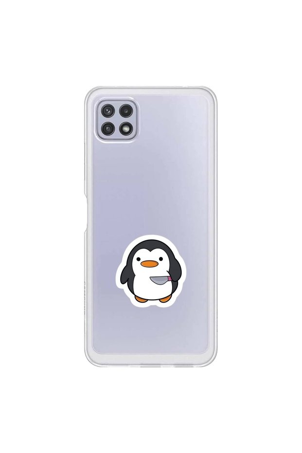 Samsung Galaxy A22 Compatible Transparent Case Couple Penguin 2 Designs