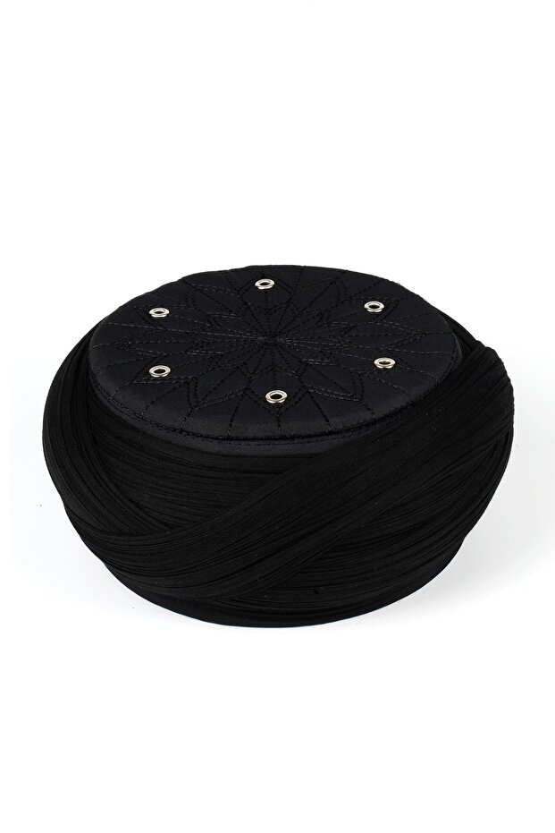 Student Yellow - Black Fabric - Black Headscarf - Cross Wrap - Bird's Eye - 7 Meters