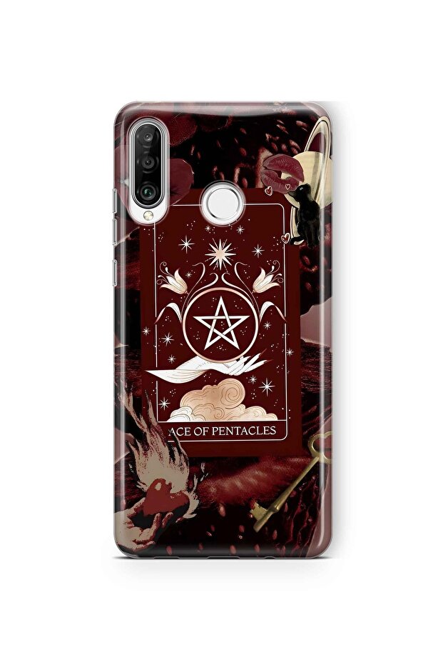 حافظة هاتف شفافة بنمط بطاقة التارو متوافقة مع هاتف هواوي P30 لايت - 1