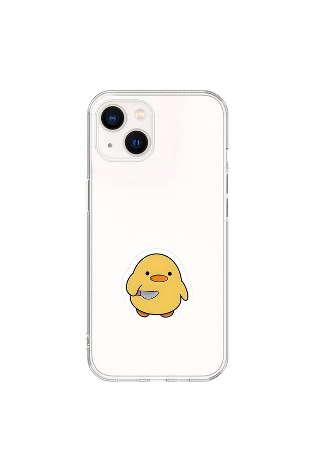 iPhone 14 Compatible Transparent Case Couple Chick 1 Design