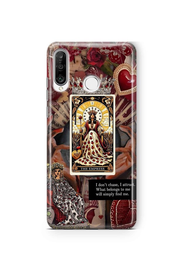 حافظة هاتف شفافة متوافقة مع هاتف Huawei P30 Lite بنمط The Empress Queen Tarot