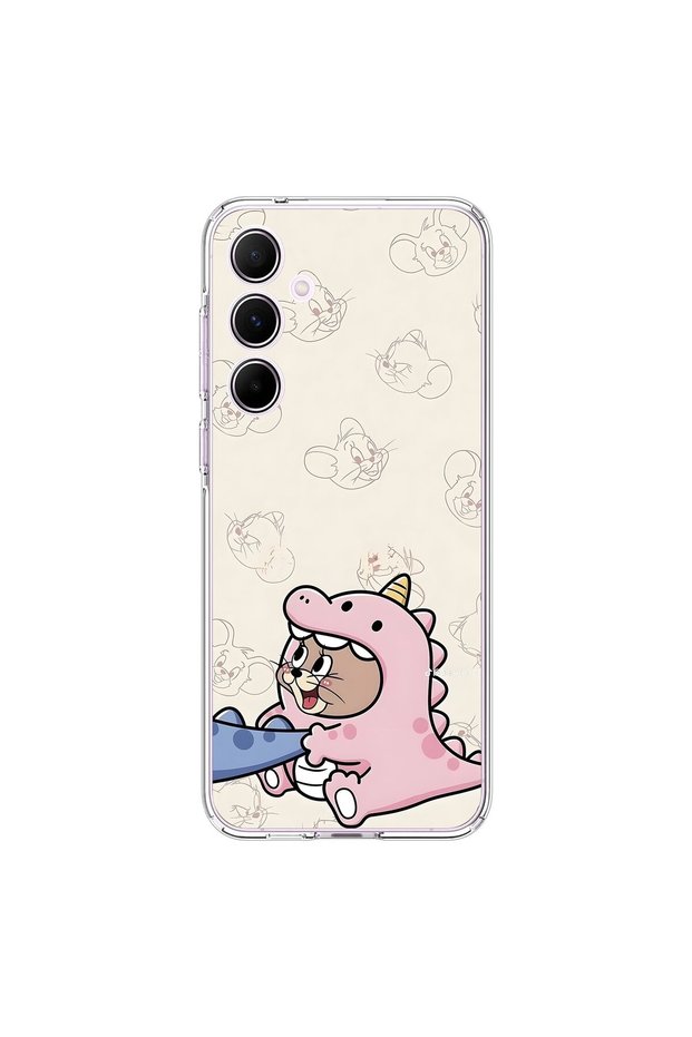 Samsung Galaxy A55 Compatible Transparent Case with Couple Mouse 2 Design
