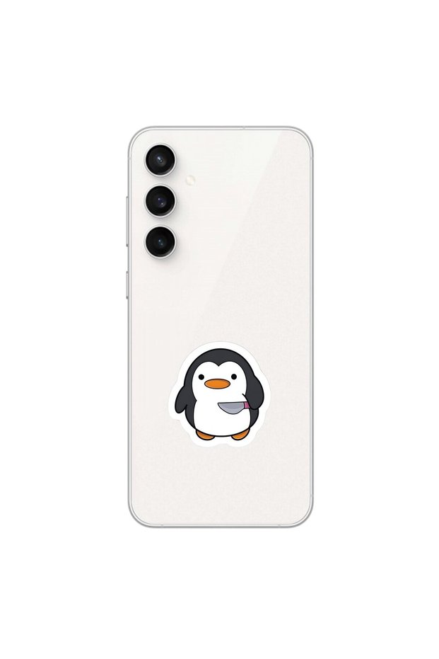 Samsung Galaxy S23 Fe Compatible Transparent Case Couple Penguin 2 Designs