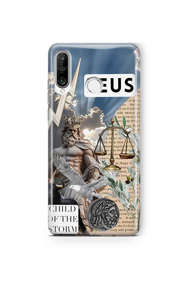 حافظة هاتف شفافة بنمط زيوس متوافقة مع هاتف هواوي P30 لايت - 1