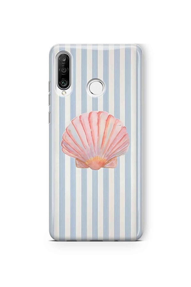 حافظة هاتف شفافة متوافقة مع هاتف هواوي P30 لايت بنمط الصدف البحري - 1