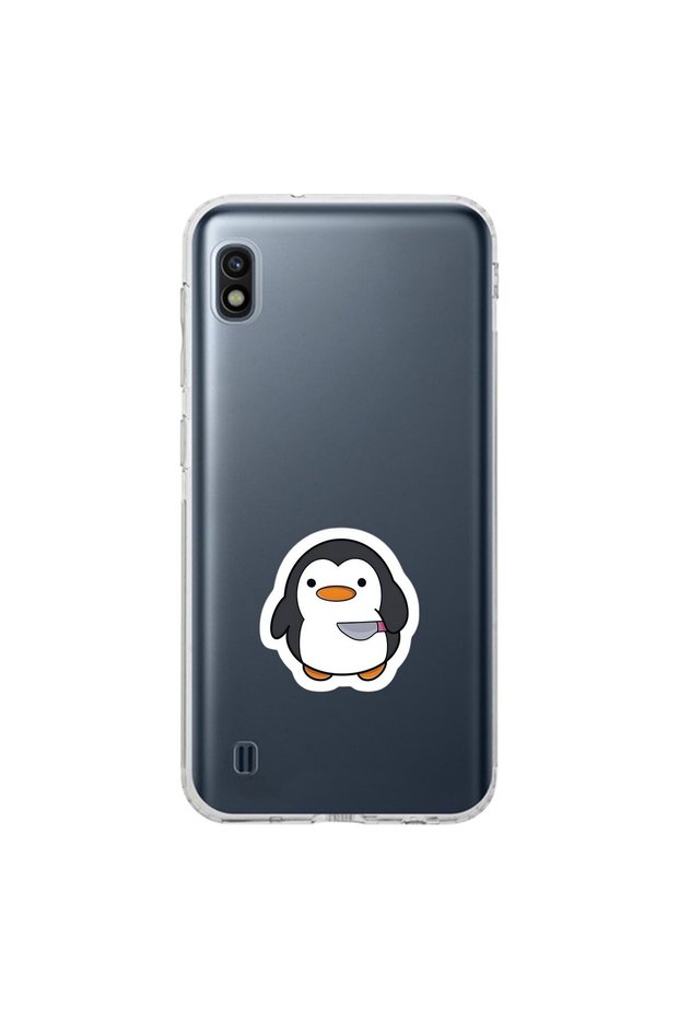Samsung Galaxy A10 Compatible Transparent Case Couple Penguin 2 Designs