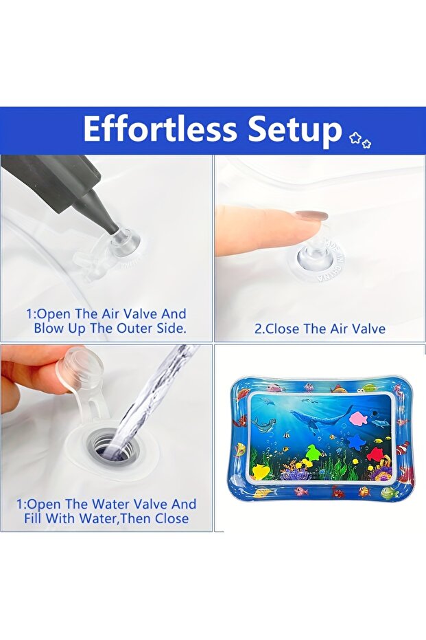 1pc Square Seal Pattern Inflatable Kids Water Mat with Built-in Floaters, Inflatable Playmat - 5