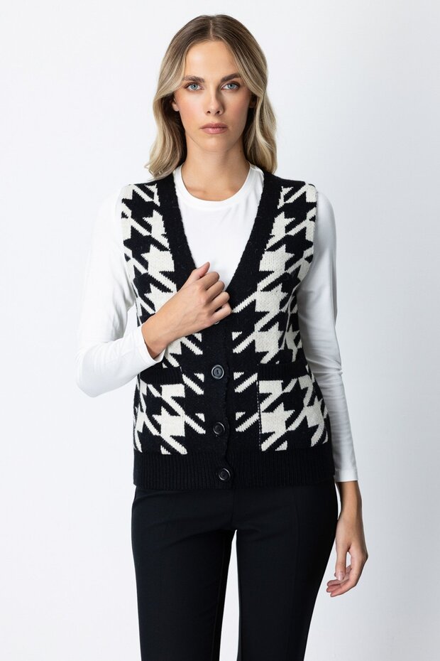 سترة بدون أكمام بنقشة عظم الغراب - 3