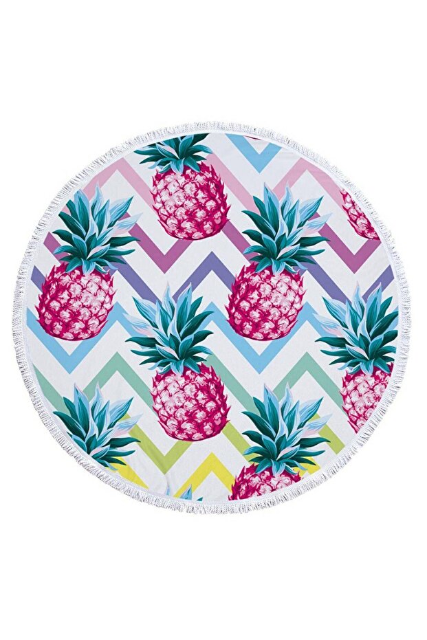 Large beach towel, super absorbent, round shape, diameter 150cm, Pineapple pattern - 2