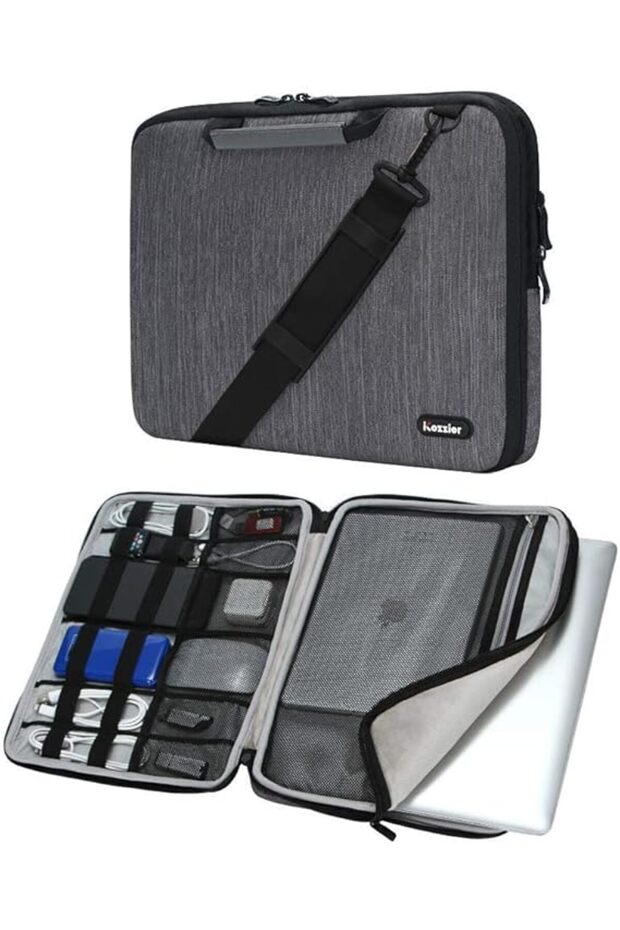 17 Inch Laptop Briefcase Shoulder Messenger Bag - Grey
