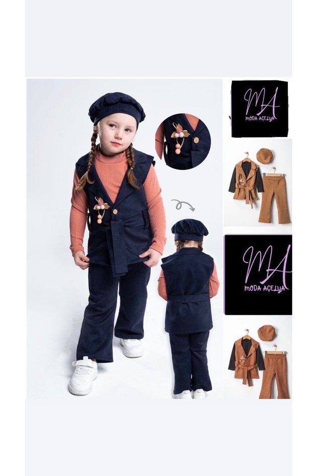 Girl's Vest Set Suede Suit