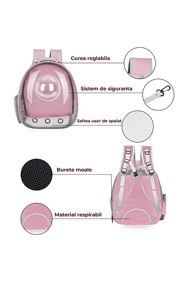 Expandable Transparent Pet Backpack Capsule Design Vent Mesh Side Pockets Foldable - 2