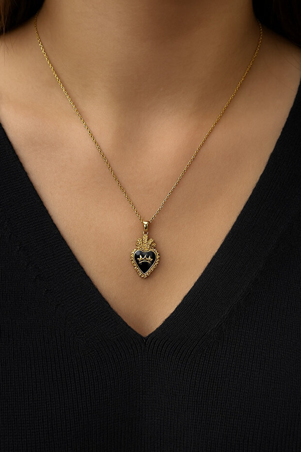 Taçlı Kalp Kolyesi - 1