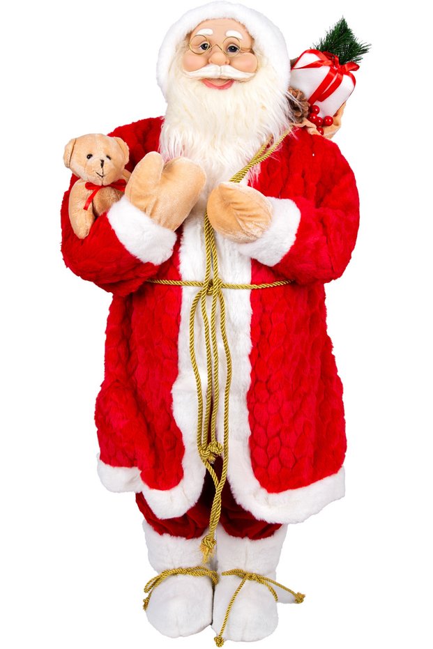 New Year's Santa Claus, with Teddy Bear, Red-White - 40X90 cm